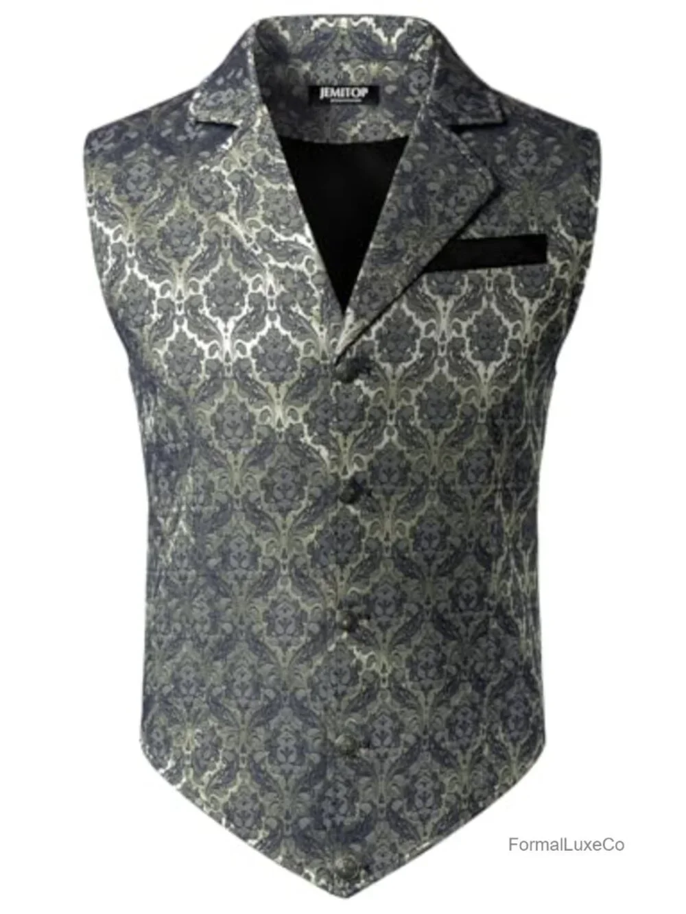 Men's Slim Fit Victorian Jacquard Suit Vest Sleeveless Steampunk Gothic